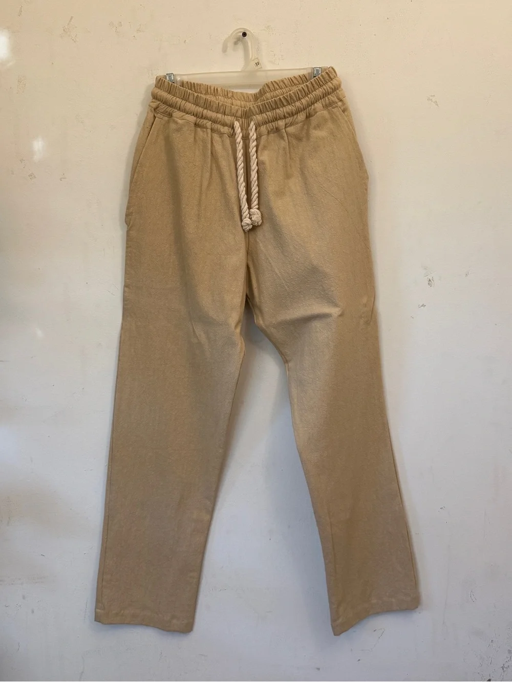 NWT Tan Drawstring Casual Cotton Summer Pants S